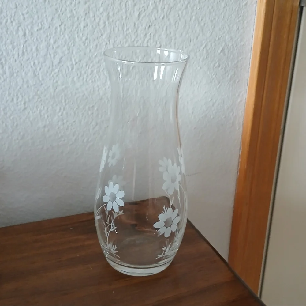 Crystal Etched Vase, Pasabache Glass, Etched Floral, Made In Turkey, Giftware